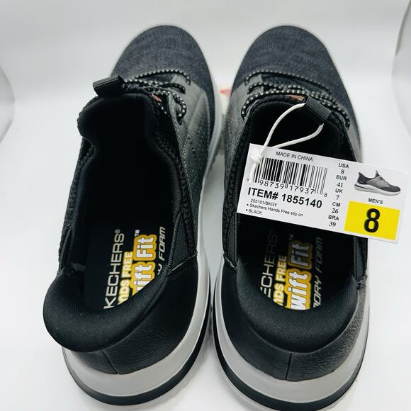 Skechers “Delson” Men’s Stretch Knit Hands Free Swift Fit Comfort Shoe [Black] - Picture 8 of 8